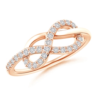 1.3mm HSI2 Round Diamond Infinity Knot Ring in Prong Setting in Rose Gold