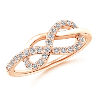 1.3mm IJI1I2 Round Diamond Infinity Knot Ring in Prong Setting in 9K Rose Gold