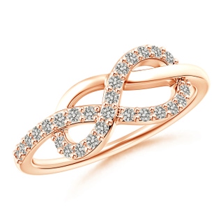 1.3mm KI3 Round Diamond Infinity Knot Ring in Prong Setting in 9K Rose Gold