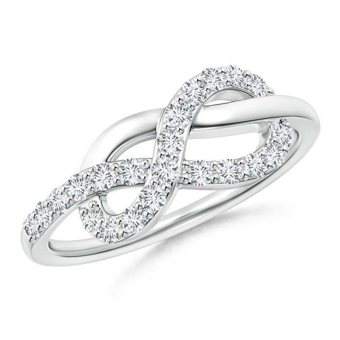 1.6mm GVS2 Round Diamond Infinity Knot Ring in Prong Setting in White Gold 