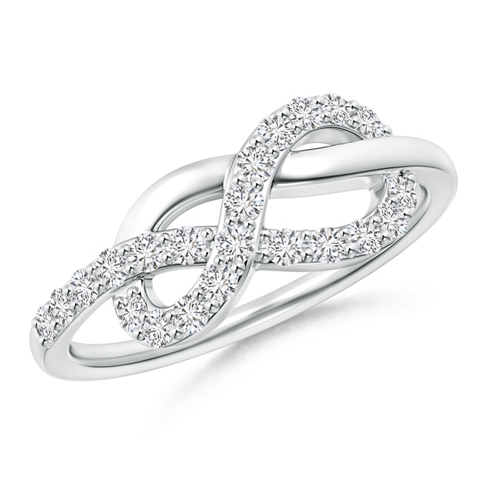 1.6mm HSI2 Round Diamond Infinity Knot Ring in Prong Setting in White Gold