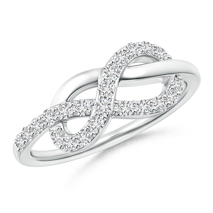 1.6mm HSI2 Round Diamond Infinity Knot Ring in Prong Setting in White Gold 