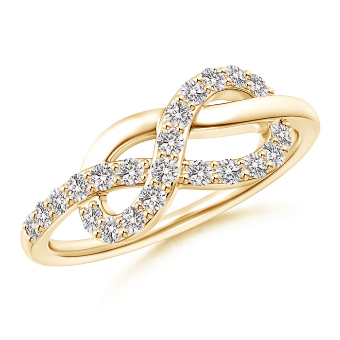 1.6mm IJI1I2 Round Diamond Infinity Knot Ring in Prong Setting in Yellow Gold 