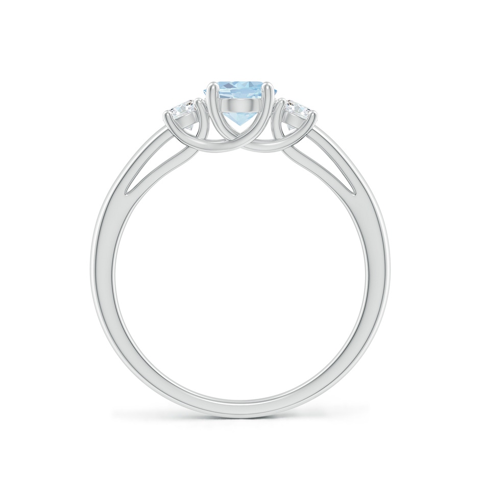 7x5mm A Oval Aquamarine and Round Diamond Three Stone Ring in White Gold side-1