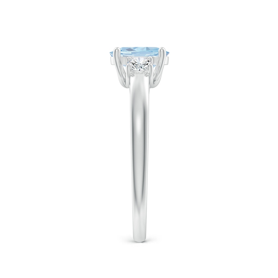 7x5mm A Oval Aquamarine and Round Diamond Three Stone Ring in White Gold side-2