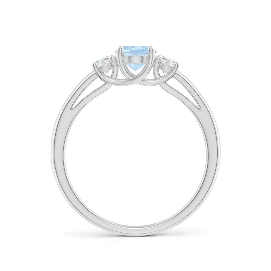 7x5mm AA Oval Aquamarine and Round Diamond Three Stone Ring in White Gold side-1