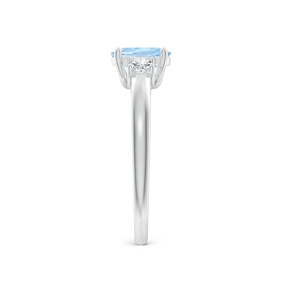 7x5mm AA Oval Aquamarine and Round Diamond Three Stone Ring in White Gold side-2