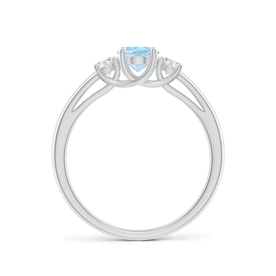 7x5mm AAA Oval Aquamarine and Round Diamond Three Stone Ring in White Gold side-1