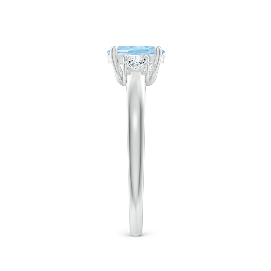 7x5mm AAA Oval Aquamarine and Round Diamond Three Stone Ring in White Gold side-2