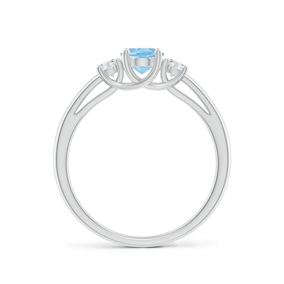 7x5mm AAAA Oval Aquamarine and Round Diamond Three Stone Ring in P950 Platinum side-1