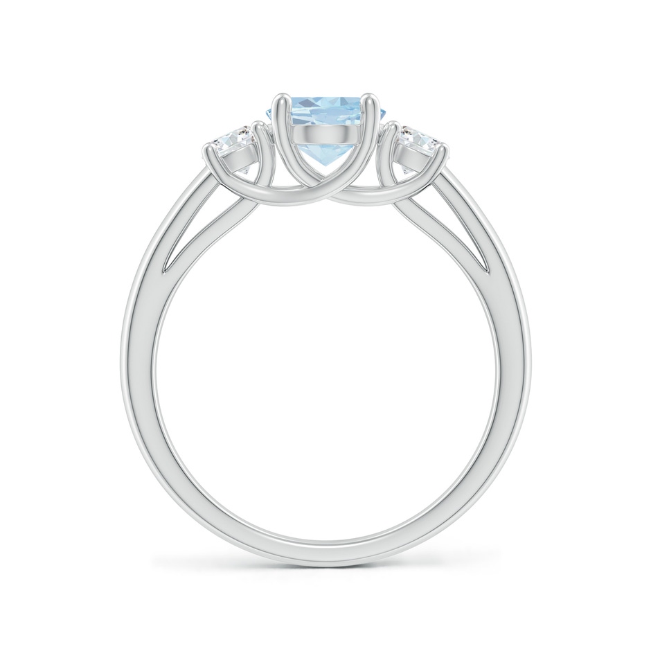 8x6mm A Oval Aquamarine and Round Diamond Three Stone Ring in White Gold side-1