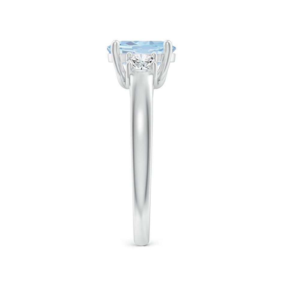8x6mm A Oval Aquamarine and Round Diamond Three Stone Ring in White Gold side-2