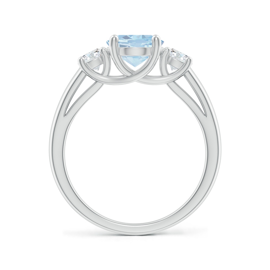 9x7mm A Oval Aquamarine and Round Diamond Three Stone Ring in White Gold side-1