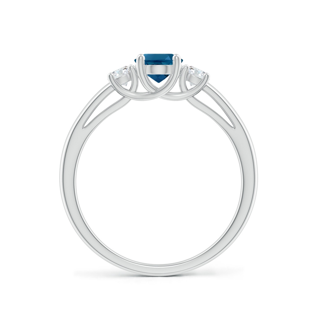 7x5mm AAAA Oval London Blue Topaz and Round Diamond Three Stone Ring in P950 Platinum - side_1
