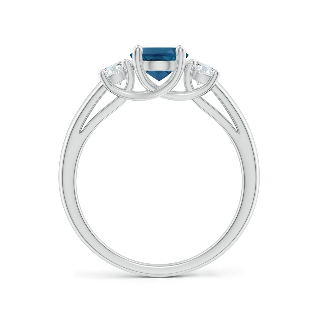 8x6mm AAA Oval London Blue Topaz and Round Diamond Three Stone Ring in White Gold - side_1