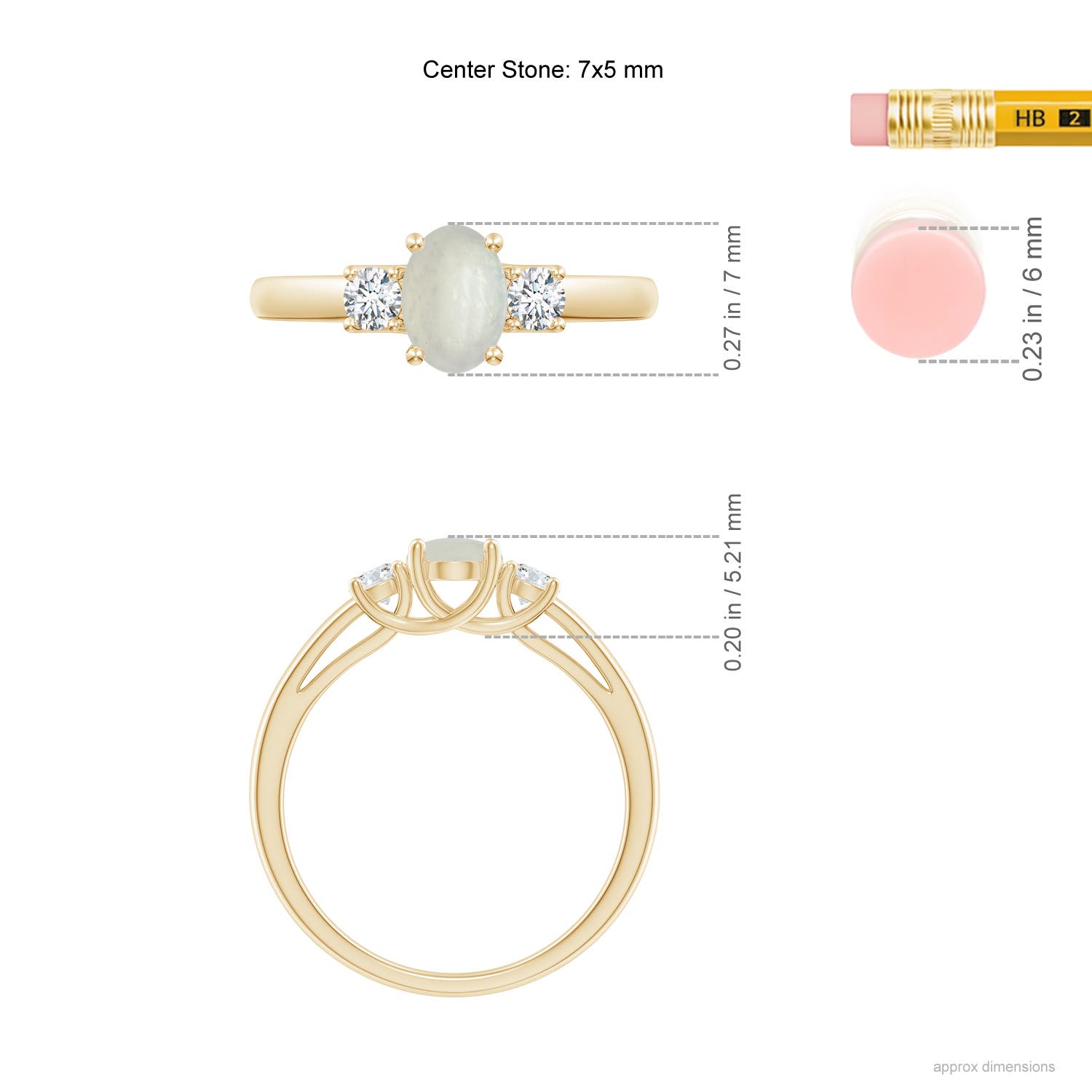 A - Moonstone / 0.89 CT / 14 KT Yellow Gold