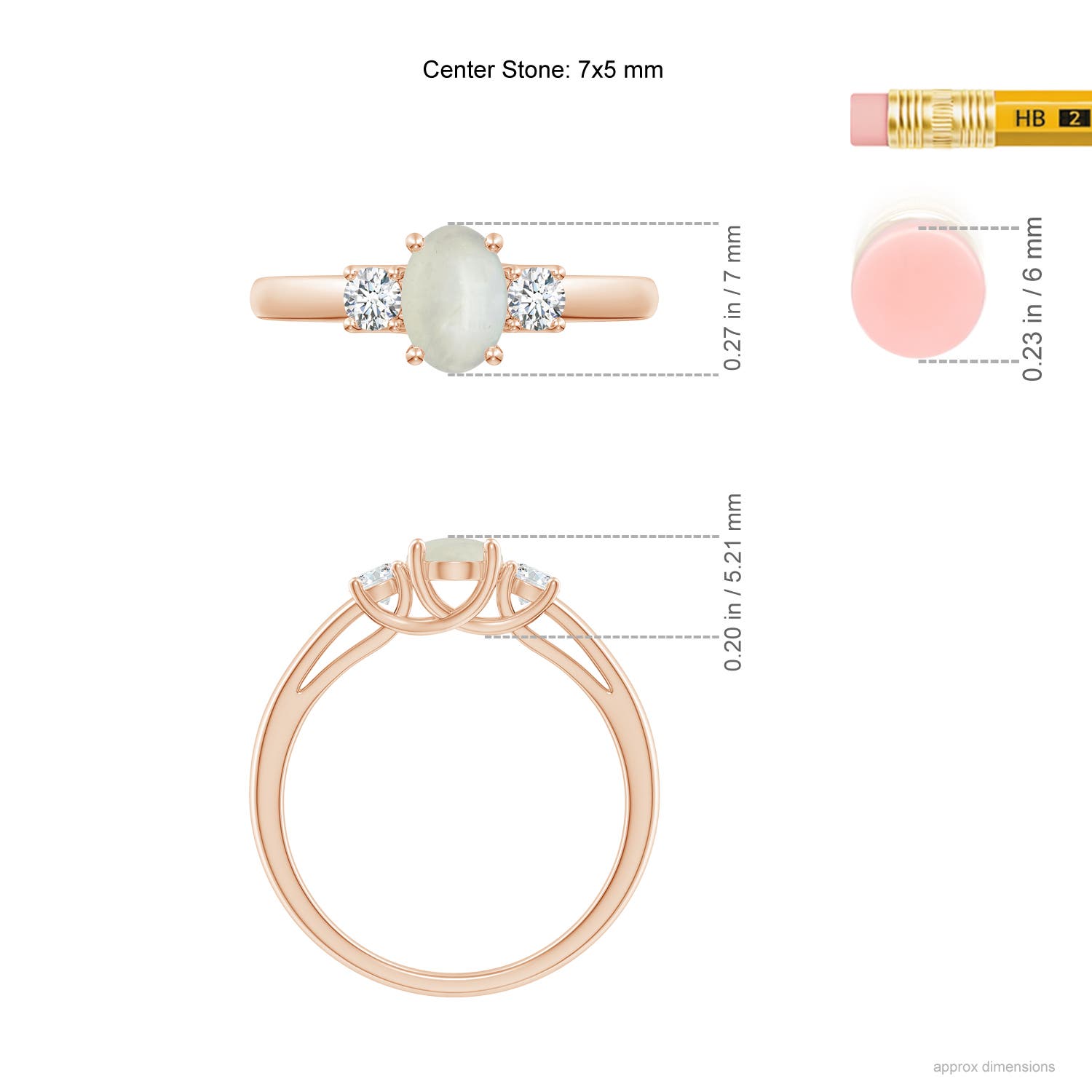 AA - Moonstone / 0.89 CT / 14 KT Rose Gold