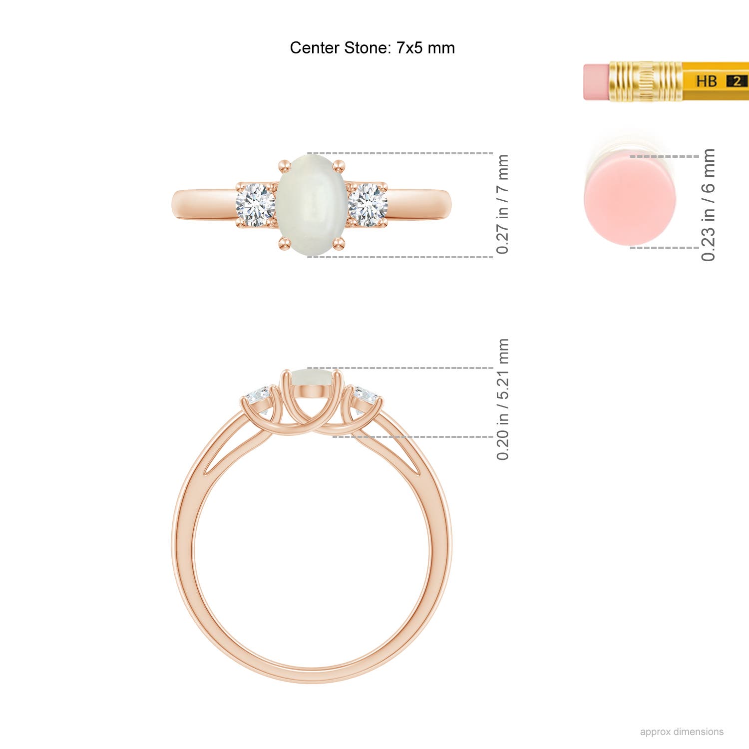 AAAA - Moonstone / 0.89 CT / 14 KT Rose Gold