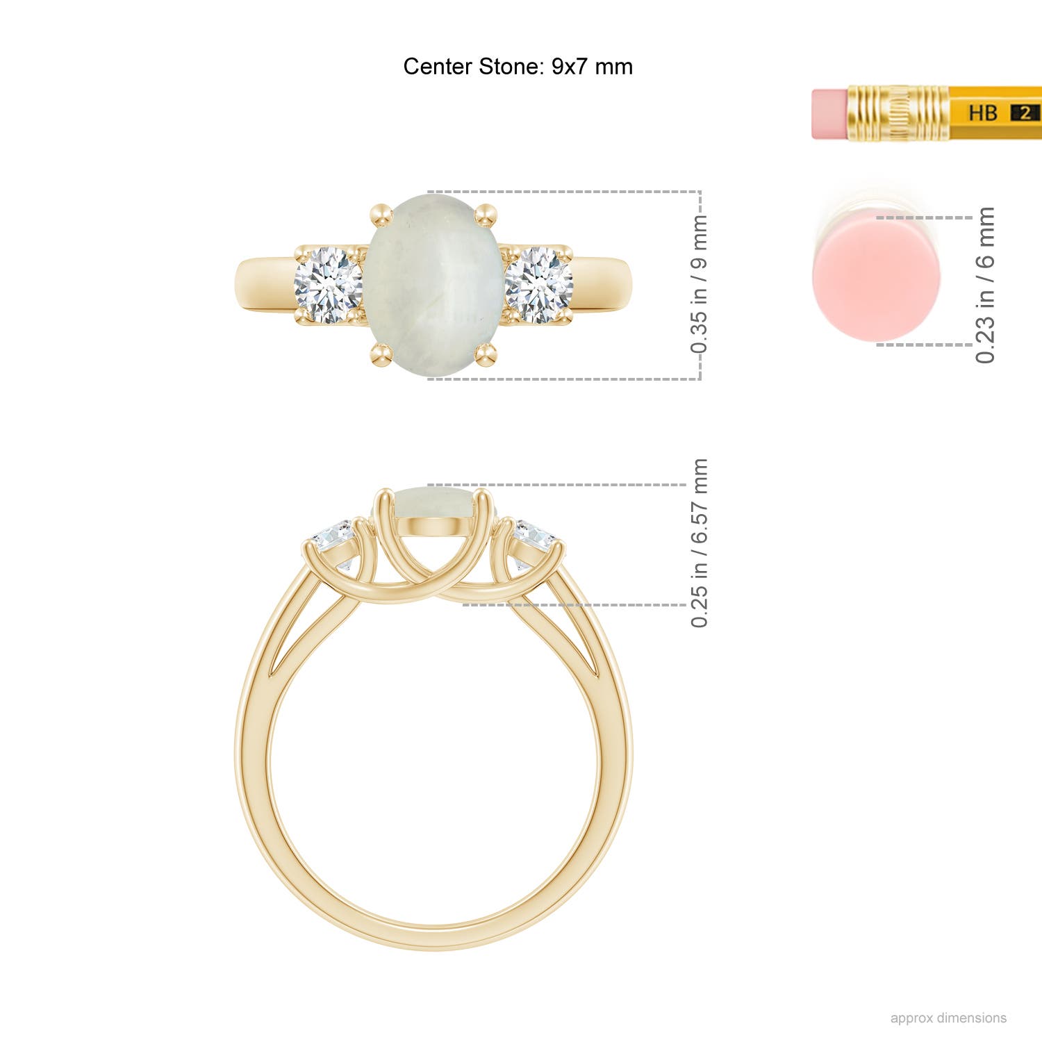 AA - Moonstone / 2.1 CT / 14 KT Yellow Gold