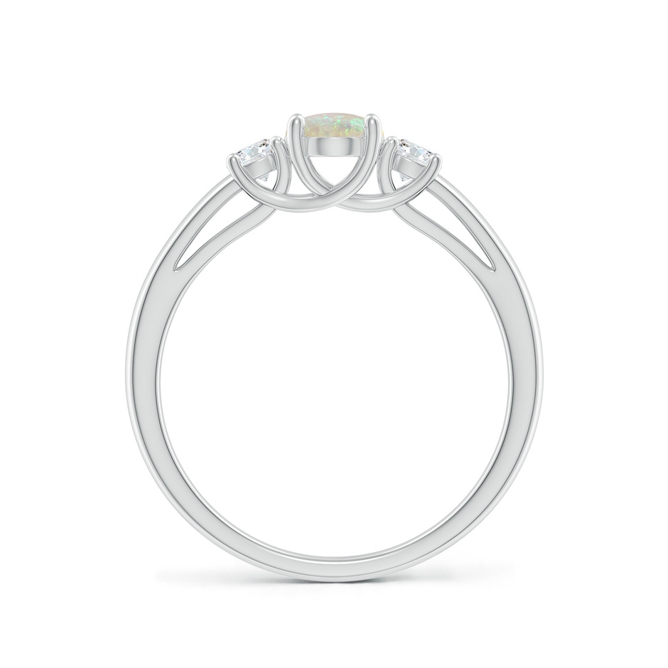 7x5mm AAA Oval Opal Ring with Diamond Accents in 9K White Gold side-1