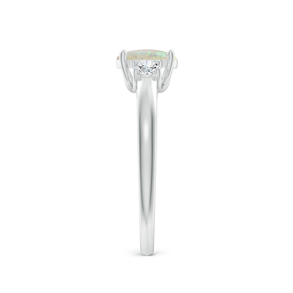 7x5mm AAA Oval Opal Ring with Diamond Accents in 9K White Gold side-2