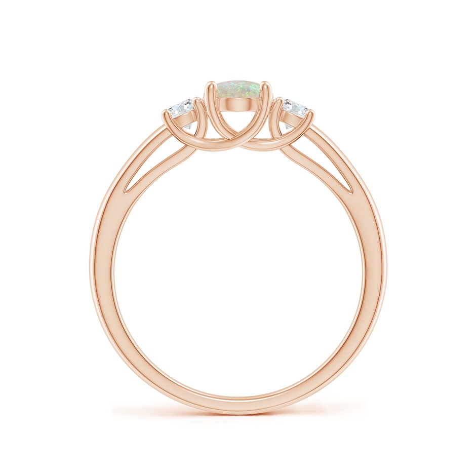 7x5mm AAA Oval Opal Ring with Diamond Accents in Rose Gold side-1