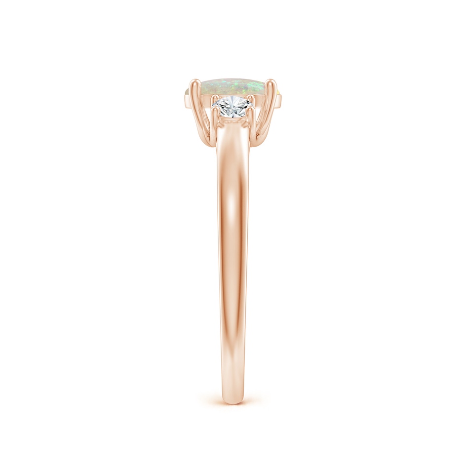 7x5mm AAA Oval Opal Ring with Diamond Accents in Rose Gold side-2