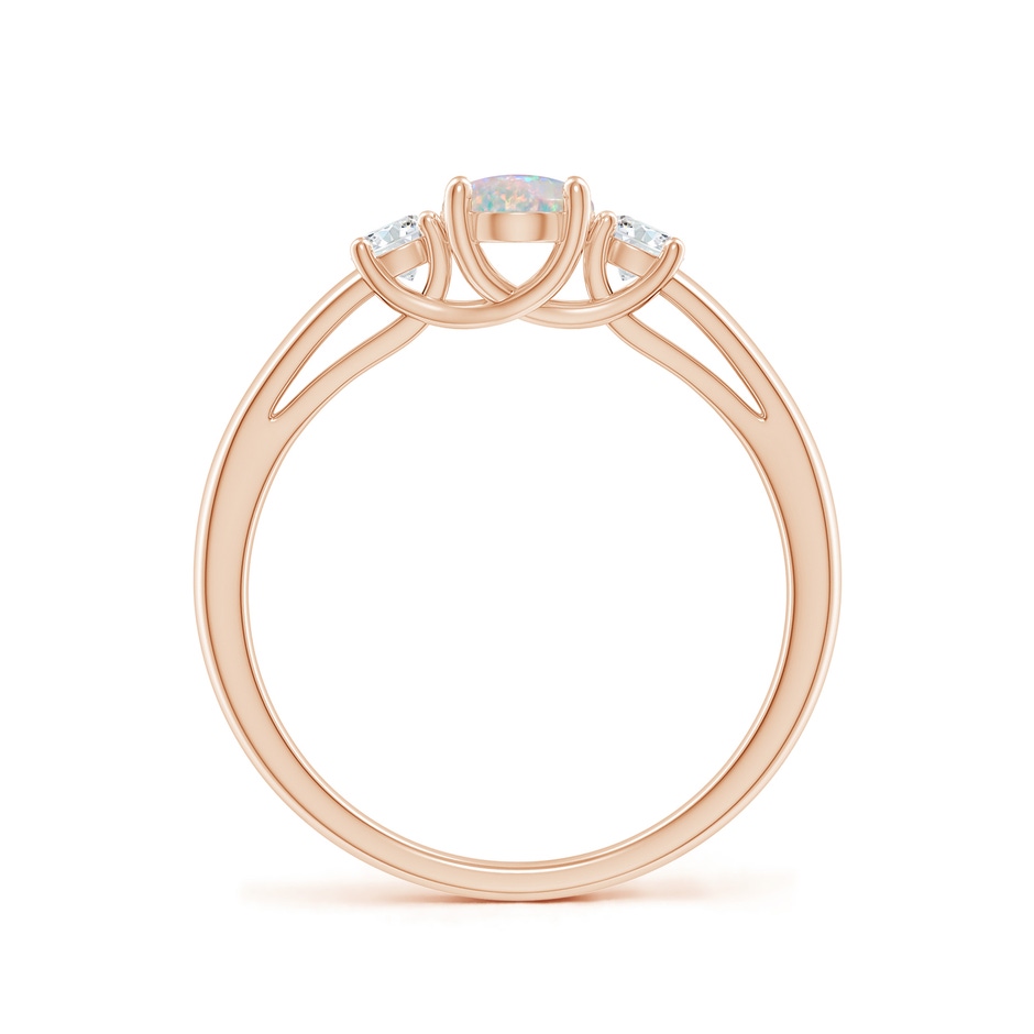 7x5mm AAAA Oval Opal Ring with Diamond Accents in 9K Rose Gold side-1