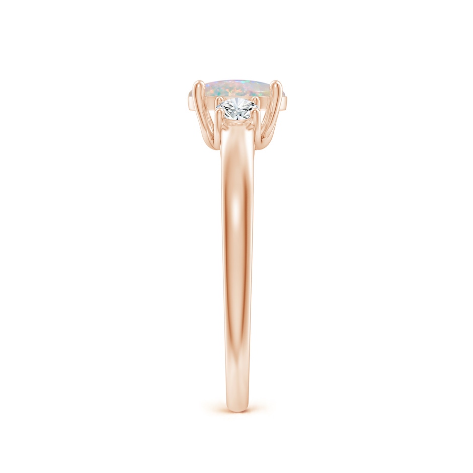 7x5mm AAAA Oval Opal Ring with Diamond Accents in 9K Rose Gold side-2