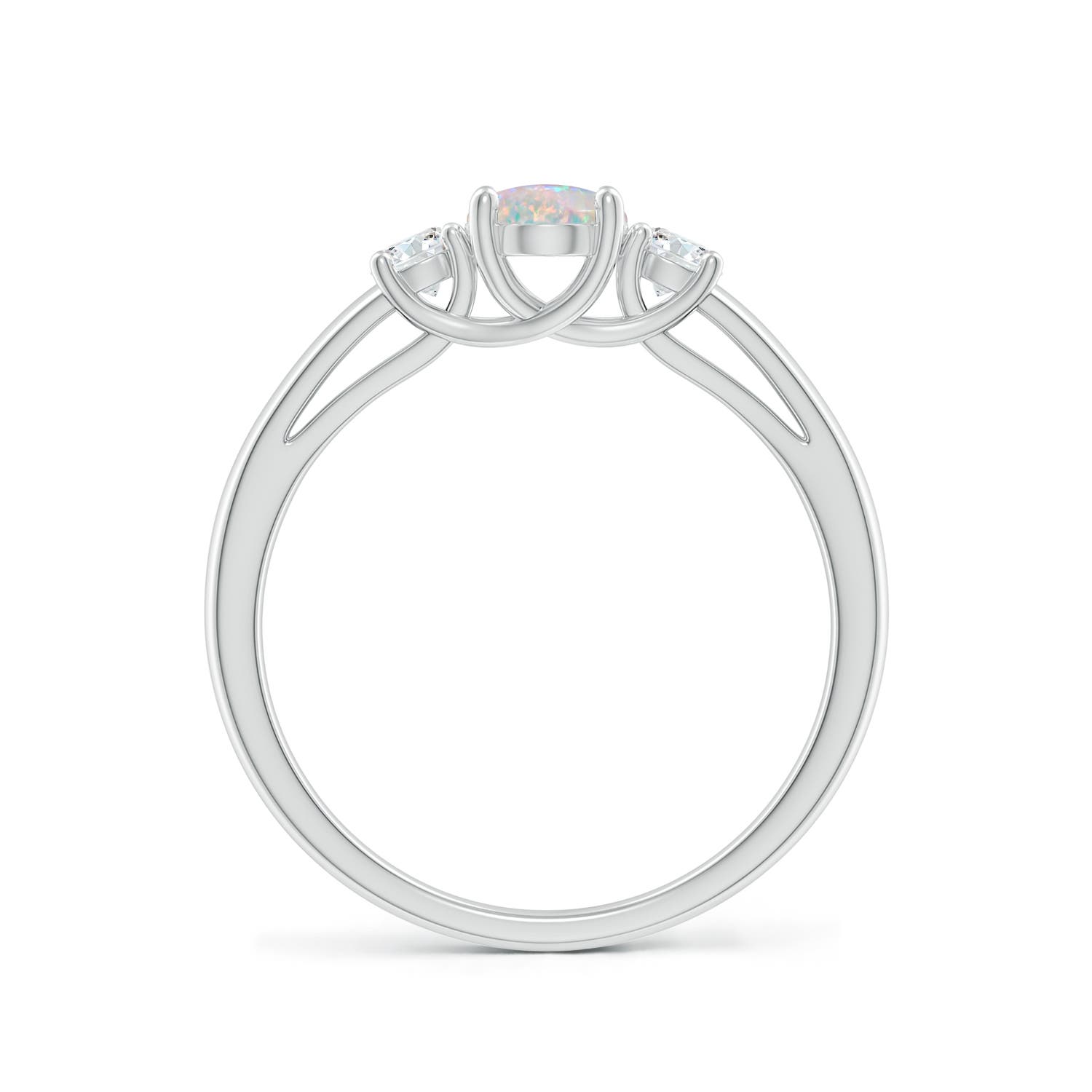7x5mm AAAA Oval Opal Ring with Diamond Accents in P950 Platinum