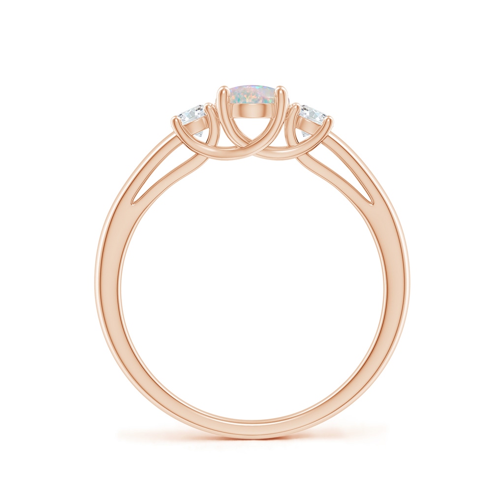 7x5mm AAAA Oval Opal Ring with Diamond Accents in Rose Gold - side_1