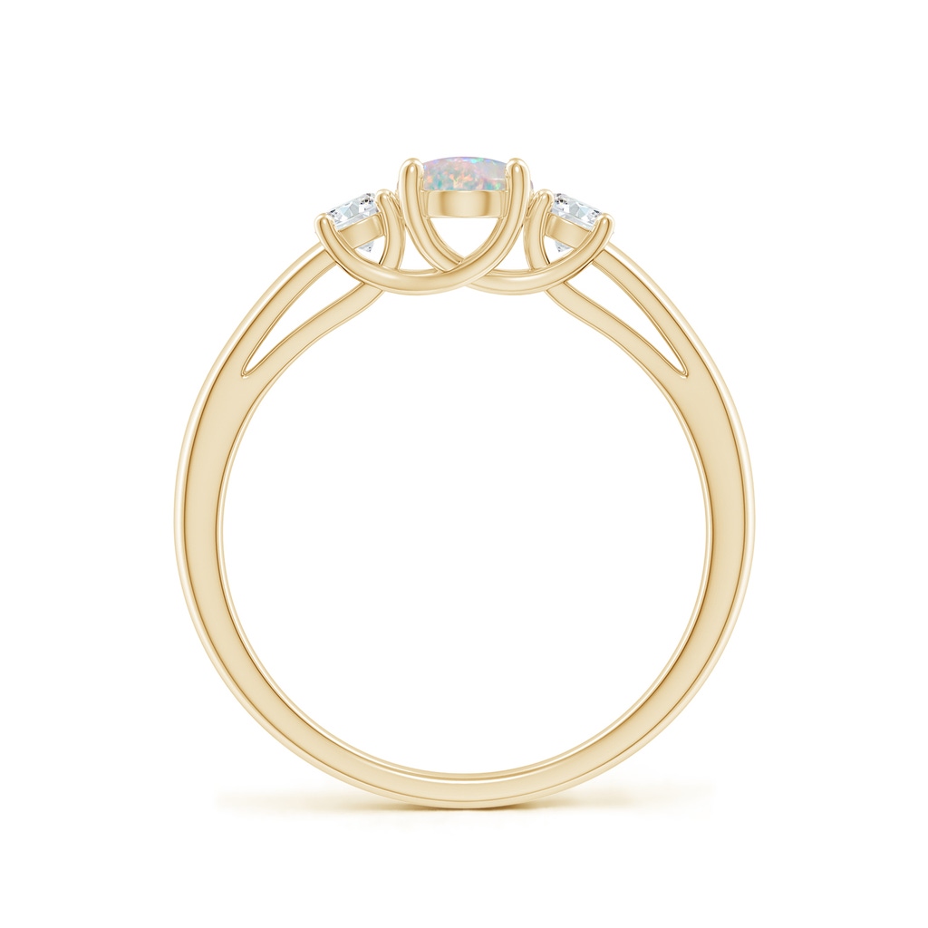 7x5mm AAAA Oval Opal Ring with Diamond Accents in Yellow Gold - side_1
