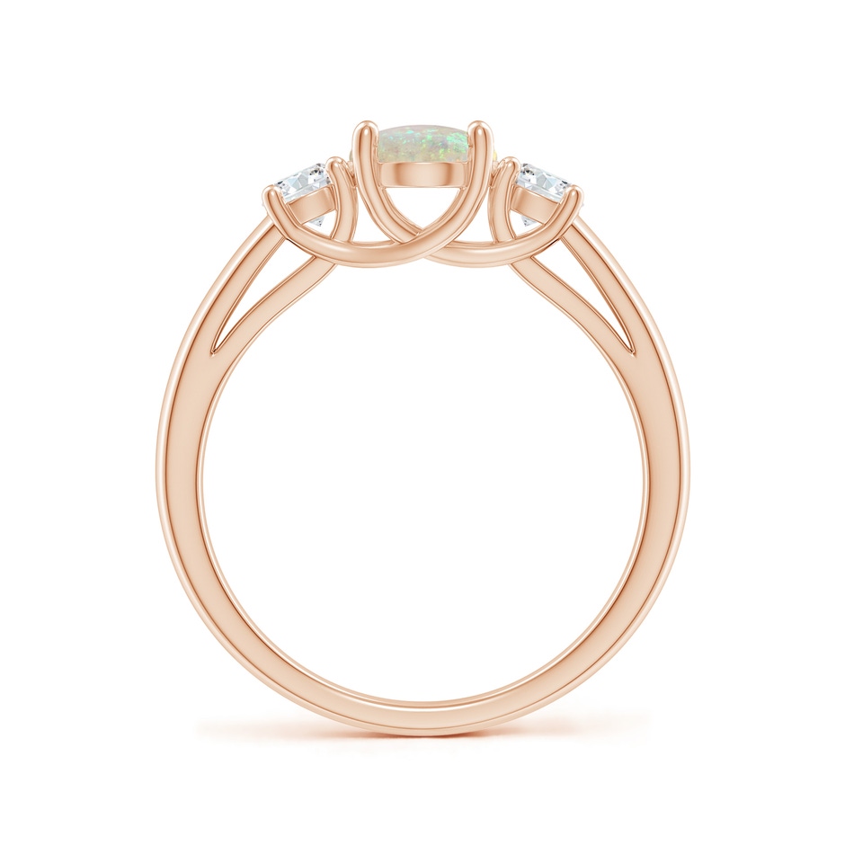 8x6mm AAA Oval Opal Ring with Diamond Accents in Rose Gold side-1