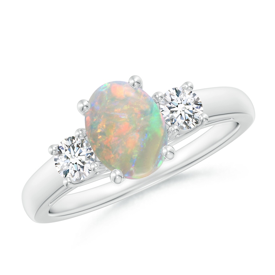 8x6mm AAAA Oval Opal Ring with Diamond Accents in P950 Platinum 