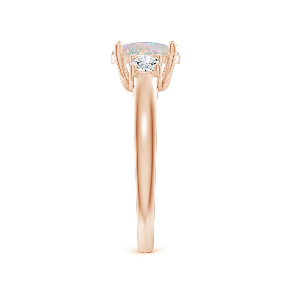8x6mm AAAA Oval Opal Ring with Diamond Accents in Rose Gold side-2