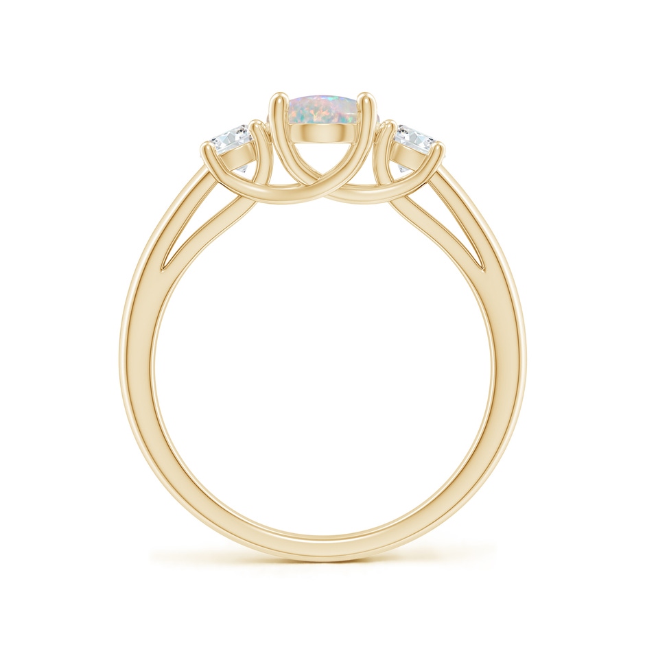 8x6mm AAAA Oval Opal Ring with Diamond Accents in Yellow Gold side-1
