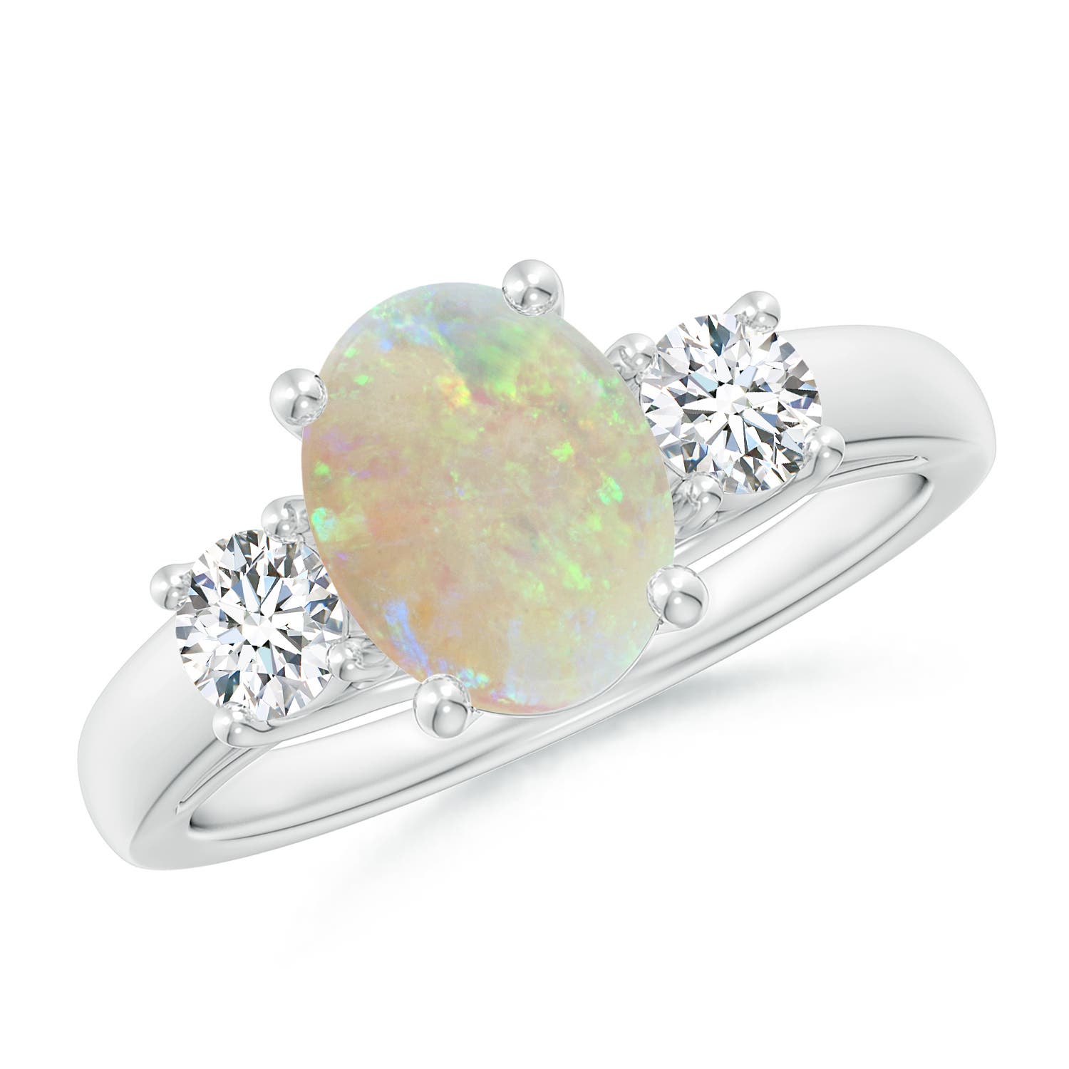 Oval Opal Ring with Diamond Accents | Angara