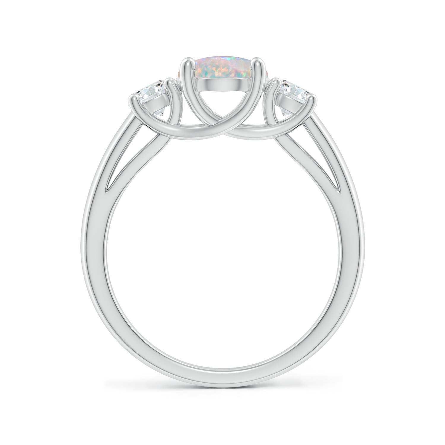 9x7mm AAAA Oval Opal Ring with Diamond Accents in P950 Platinum