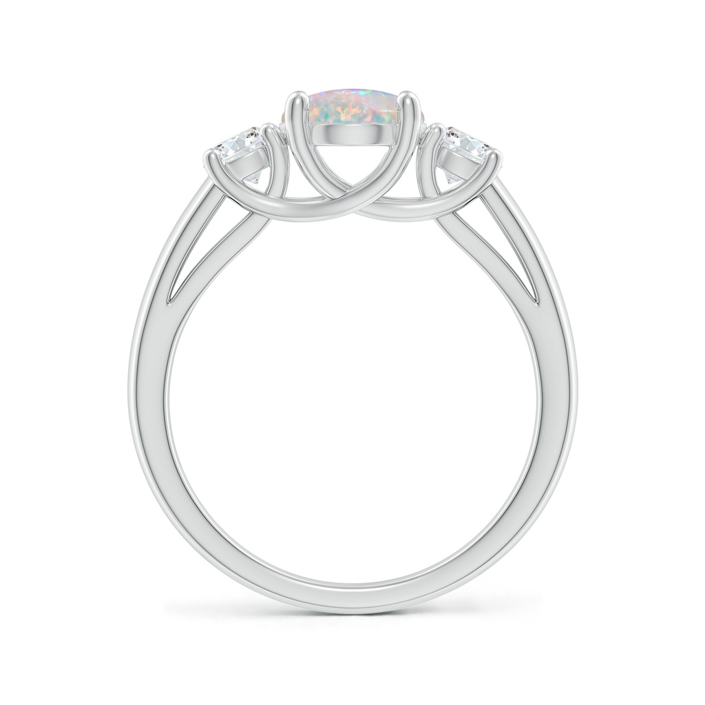 9x7mm AAAA Oval Opal Ring with Diamond Accents in P950 Platinum - side_1