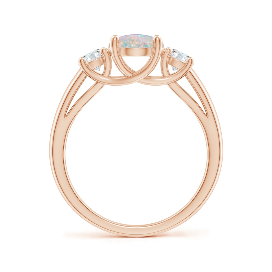 9x7mm AAAA Oval Opal Ring with Diamond Accents in Rose Gold side-1