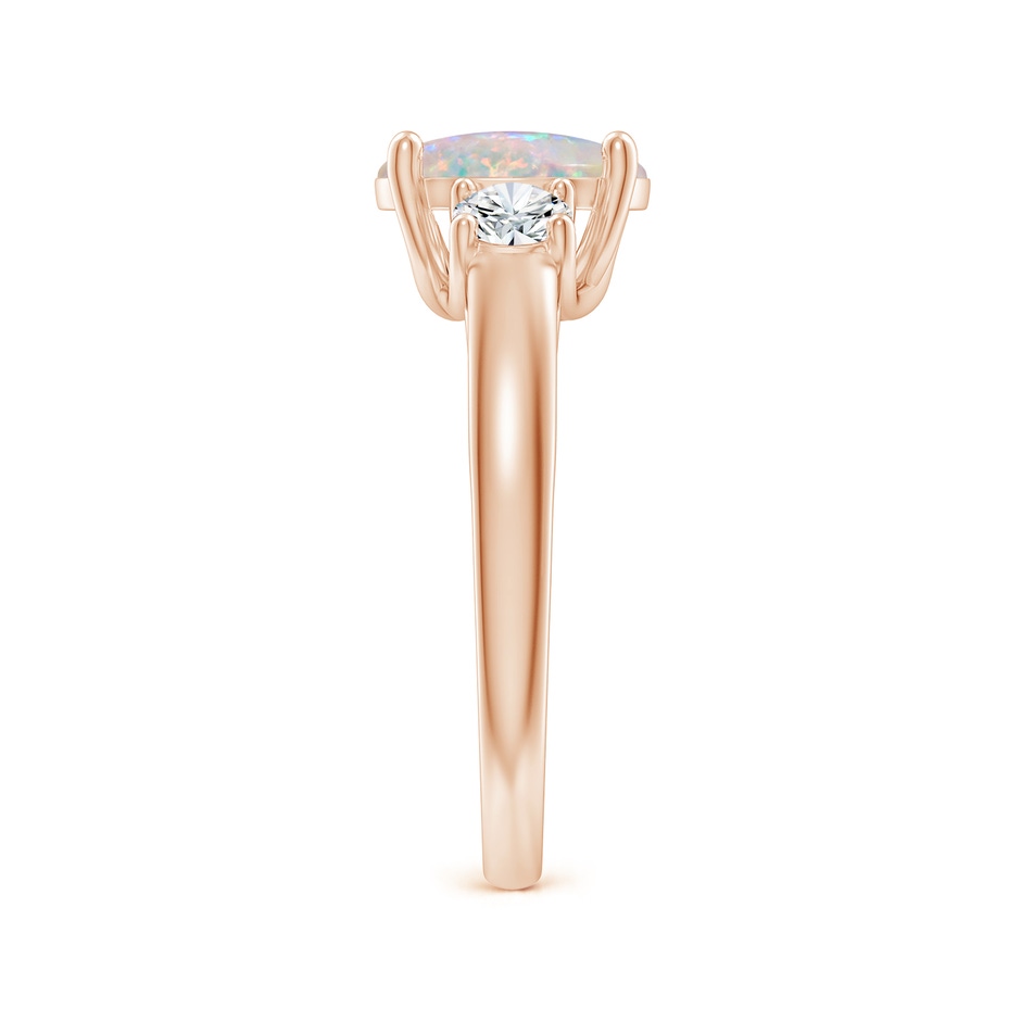 9x7mm AAAA Oval Opal Ring with Diamond Accents in Rose Gold side-2