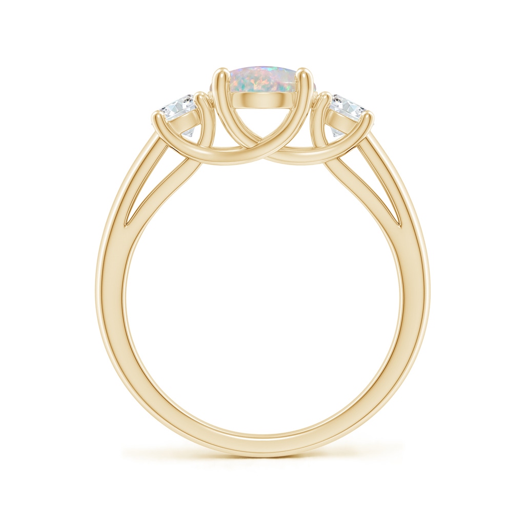 9x7mm AAAA Oval Opal Ring with Diamond Accents in Yellow Gold - side_1