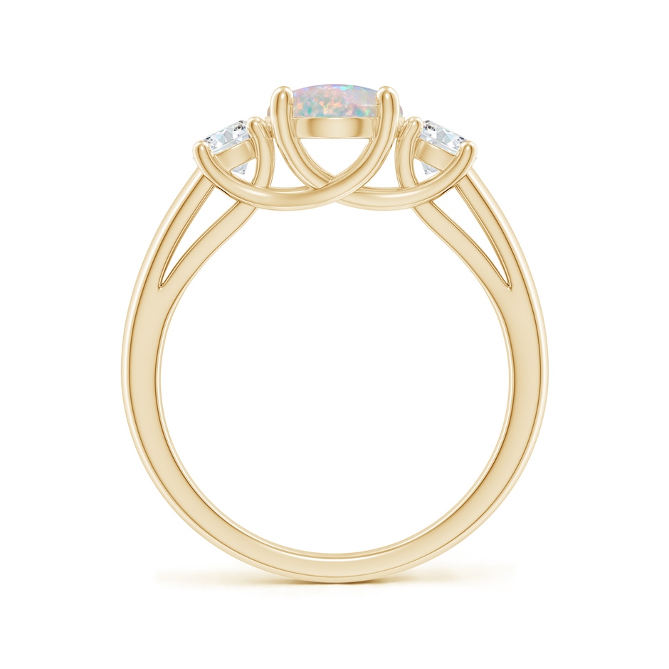 9x7mm AAAA Oval Opal Ring with Diamond Accents in Yellow Gold side-1