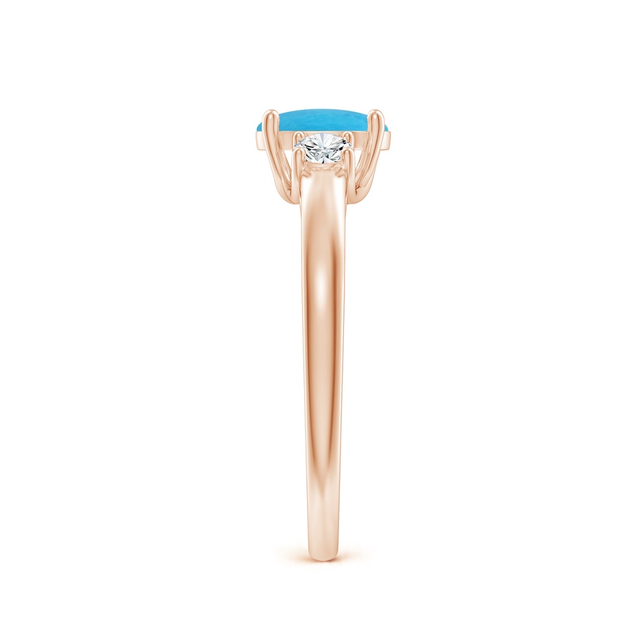 7x5mm A Oval Turquoise Ring with Diamond Accents in Rose Gold side-2