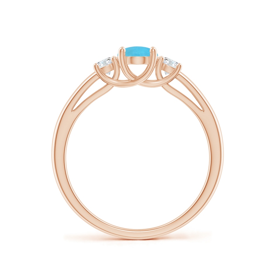 7x5mm AA Oval Turquoise Ring with Diamond Accents in Rose Gold side-1