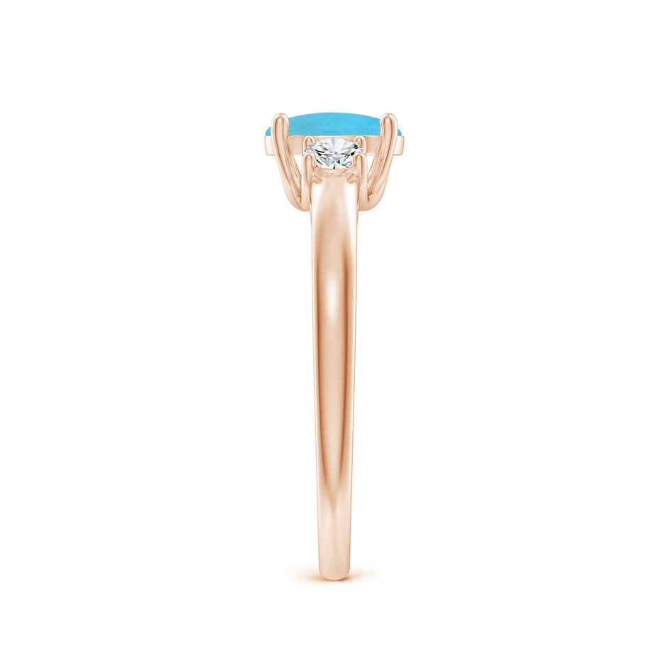 7x5mm AA Oval Turquoise Ring with Diamond Accents in Rose Gold side-2