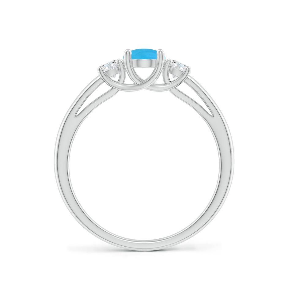 7x5mm AAAA Oval Turquoise Ring with Diamond Accents in P950 Platinum side-1