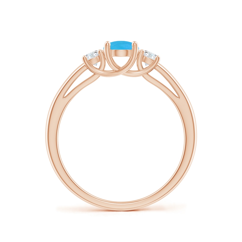 7x5mm AAAA Oval Turquoise Ring with Diamond Accents in Rose Gold - side_1