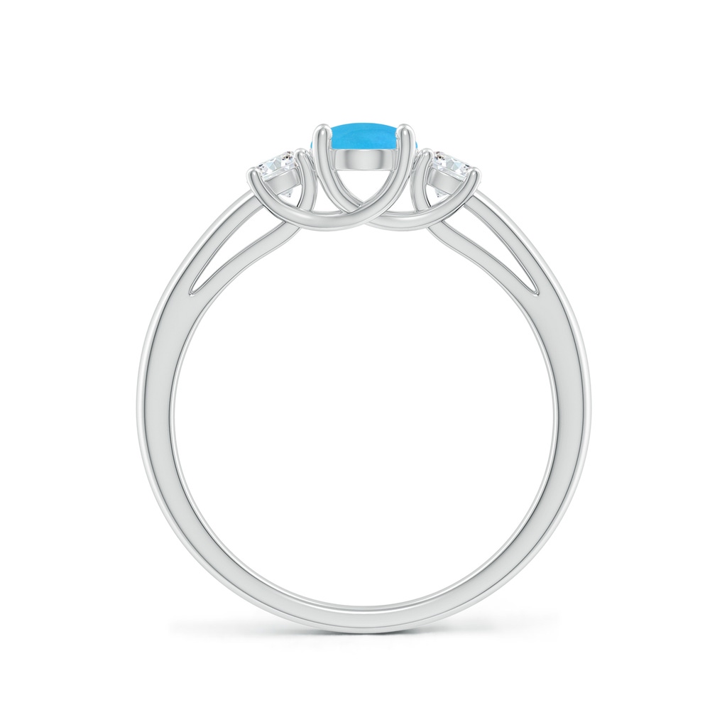 7x5mm AAAA Oval Turquoise Ring with Diamond Accents in White Gold - side_1