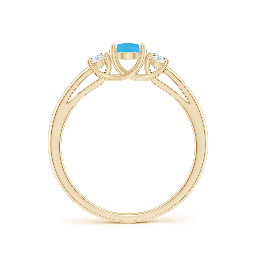 7x5mm AAAA Oval Turquoise Ring with Diamond Accents in Yellow Gold - side_1